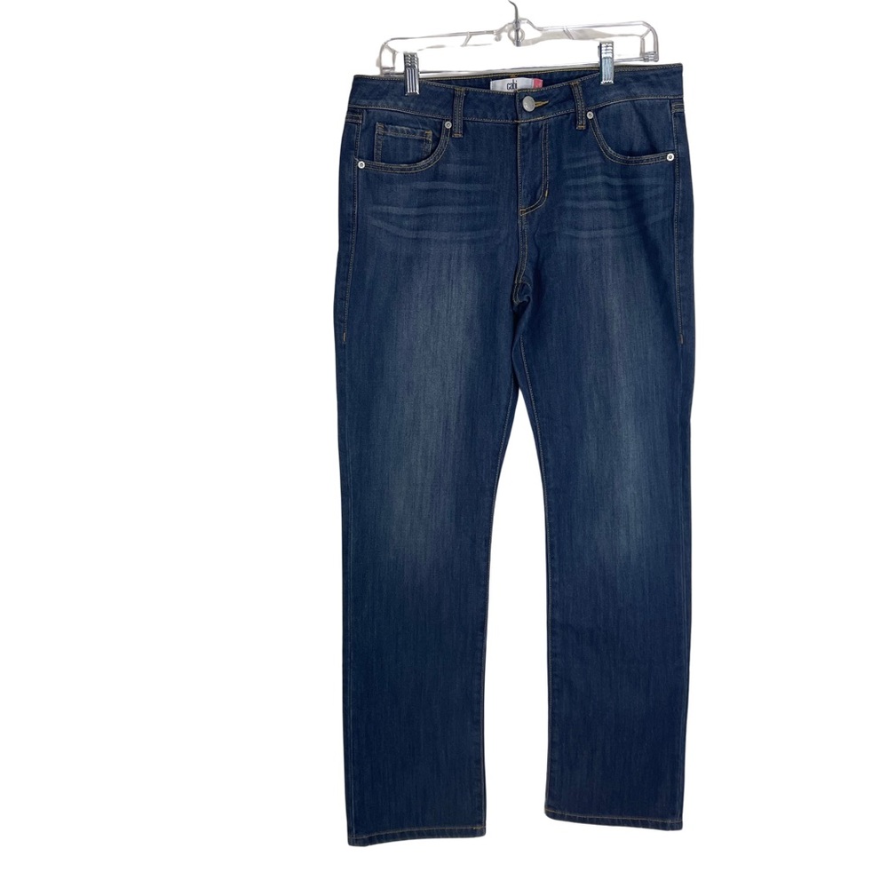 CAbi Jeans the straight Mid-rise Austin Dark  Wash Size 10 #5166